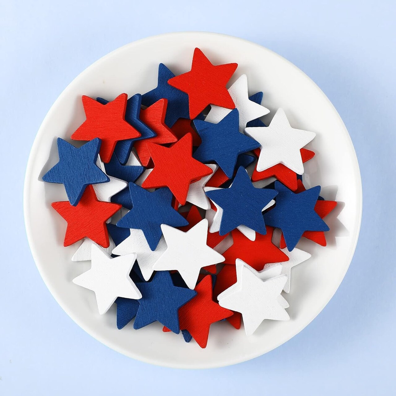 45 Pcs Wooden Stars Decorations 4th of July Patriotic Star Ornaments for Table Decor